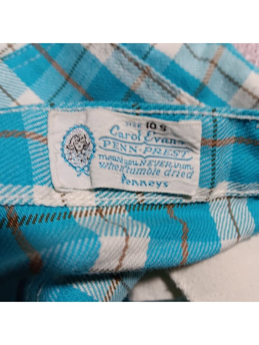 Girls Shorts 10 Slim 20" Vintage 70's Penneys Penn-Prest Plaid High-Waisted